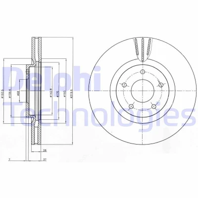 Billede af DELPHI BG4231C Bremseskiver 320 28 5 ventileret coatet ubehandlet uden hjullejer, ABS sensorring NISSAN: Qashqai / Qashqai+2 I, Juke