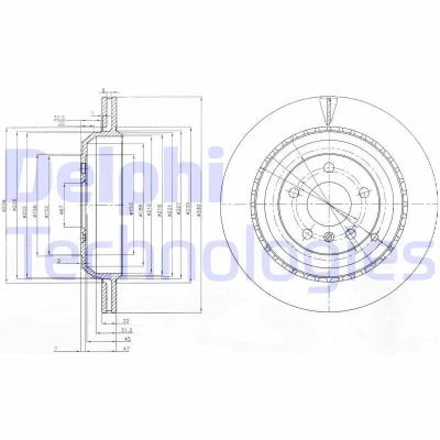 Billede af DELPHI BG4030 Bremseskiver 330 22 5 ventileret olieret ubehandlet uden hjullejer, ABS sensorring MERCEDES BENZ: ML klasse, R klasse