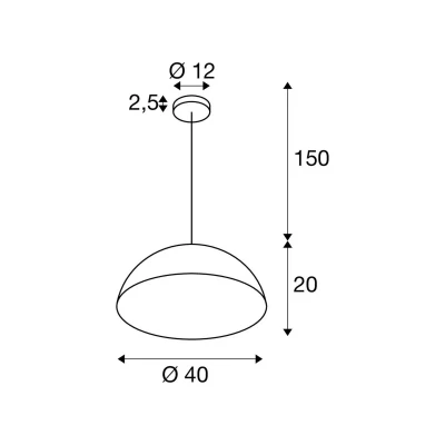 Billede af SLV Hængelampe Forchini M, 40 cm, sort/guldfarvet, metal