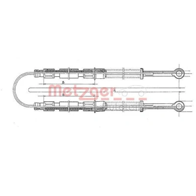 Billede af METZGER 12.102E Håndbremsekabel bag 2668, 1012/1012 Tromlebremse COFLE FIAT: Panda I Hatchback