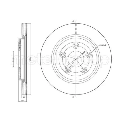 Billede af METELLI Bremseskive JAGUAR: XJ Sedan, S Type 288mm 20,0mm 5 ventileret 23 1492C Bremseskiver, Skivebremser
