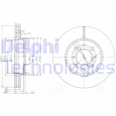 Billede af DELPHI BG3965 Bremseskiver 260 23 4 ventileret olieret ubehandlet uden hjullejer, ABS sensorring HONDA: Civic 7 Hatchback, Limousine