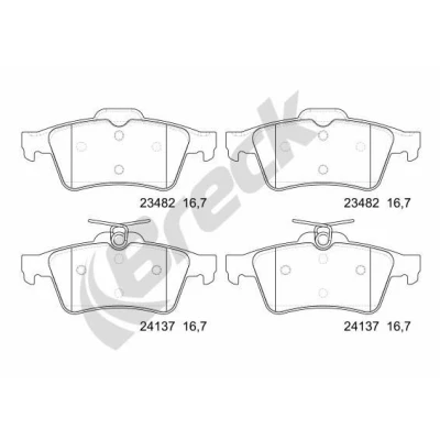 Billede af BRECK 24137 00 702 Bremseklodser Ikke Forberedt til slidindikator, slidindikator FORD: FOCUS 3 Turnier, 2 Kombi,