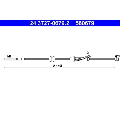 Billede af ATE 24.3727 0679.2 Håndbremsekabel 408 FORD: FIESTA 6