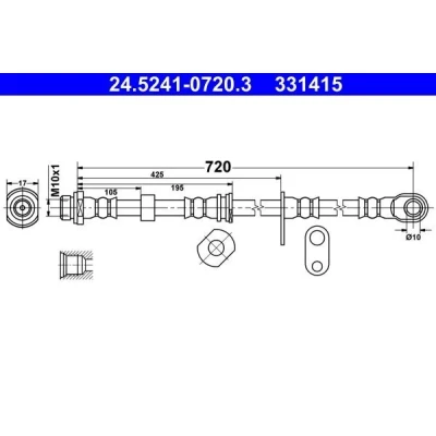 Billede af ATE 24.5241 0720.3 Bremseslange 720 M10x1