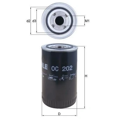Billede af MAHLE ORIGINAL OC 202 Oliefilter med en returløbs stop ventil Påskruet filter