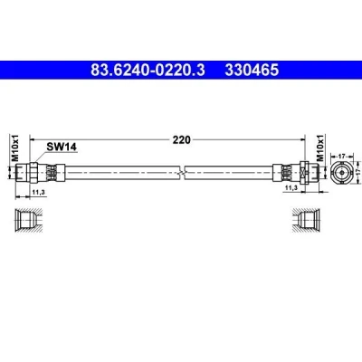 Billede af ATE 83.6240 0220.3 Bremseslange 220