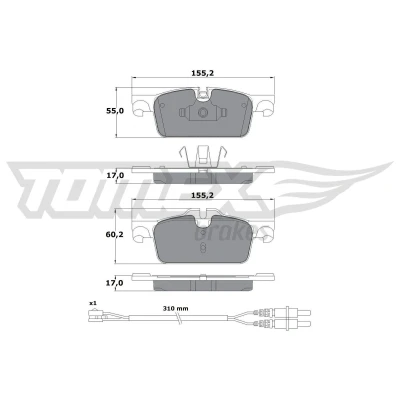 Billede af TOMEX brakes TX 17 31 Bremseklodser foraksel Inkl. slidadvarselskontakt PEUGEOT: 508 I SW, Sedan, SW Van / Stationcar