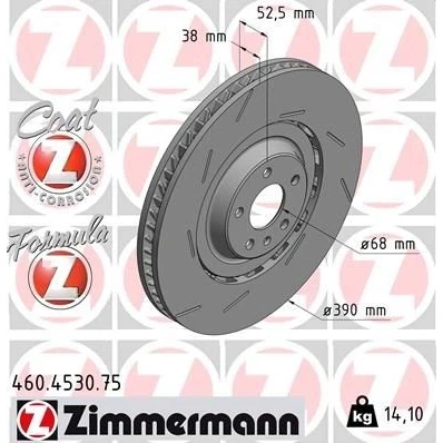 Billede af ZIMMERMANN 460.4530.75 Bremseskiver 390 38 6/5 5 112 ventileret, opslidset, todelt bremseskive coatet legeret PORSCHE: Macan