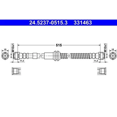 Billede af ATE 24.5237 0515.3 Bremseslange 515 VOLKSWAGEN: Touareg I, PORSCHE: Cayenne