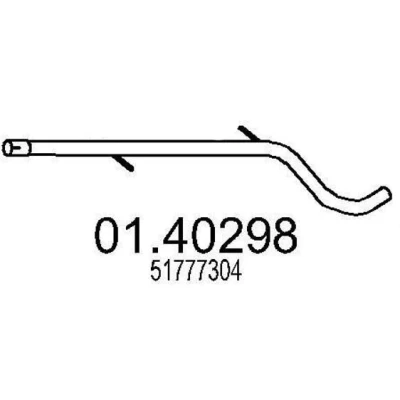Billede af MTS 01.40298 Udstødningsrør 920mm foran til mellemlydpotte FIAT: Panda II Hatchback, 500 C Cabriolet