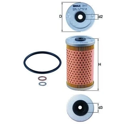 Billede af MAHLE ORIGINAL OX 33D Oliefilter Filterindsats MERCEDES BENZ: W123 Sedan, G klasse SUV, Stationcar