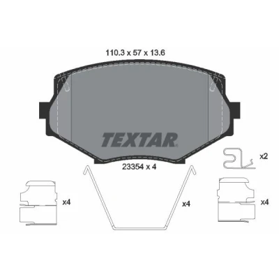 Billede af TEXTAR 2335404 Bremseklodser med akustisk advarsel for slid tilbehør MAZDA: MX 5 2, I