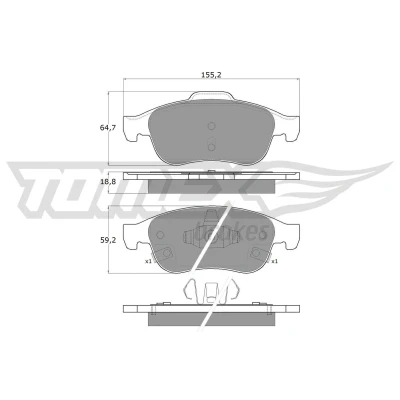 Billede af TOMEX brakes TX 18 Bremseklodser foraksel med akustisk advarsel for slid FIAT: 500X, JEEP: Renegade SUV