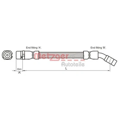 Billede af METZGER 4112834 Bremseslange 300 OPEL: Corsa C Hatchback