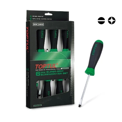 Billede af TOPTUL GAAE0604 Skruetrækkersæt 6 plastik slot head, Pozidriv (PZ) SL3.0, SL4.0, SL5.5, SL6.5, PZ1, PZ2 Display (karton)