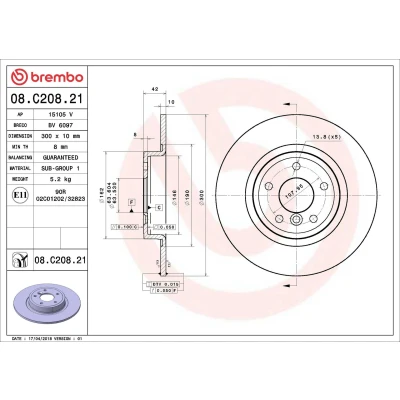 Billede af BREMBO COATED DISC LINE 08.9364.11 Bremseskiver 278 12 5 fuldstændigt coatet ALFA ROMEO: 159 Sportwagon, Sedan