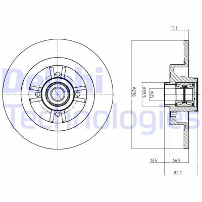 Billede af DELPHI BG9032RS Bremseskiver 270 10 4 fuldstændigt olieret ubehandlet med hjulleje, ABS sensorring RENAULT: MEGANE 2 Kombi, SCENIC