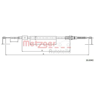 Billede af METZGER 10.6043 Håndbremsekabel bagved til venstre, højre, venstre 2035/1183 COFLE PEUGEOT: 307 Hatchback, CITROËN: C4 I Hatchback