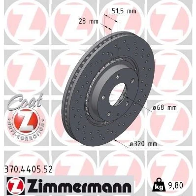 Billede af ZIMMERMANN 370.4405.52 Bremseskiver 320 28 6/5 5 114 udvendig ventileret, hullet coatet højkarboniseret MAZDA: 6 Stationcar, CX II, Sedan