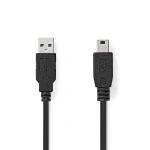 Billede af USB kabel 2.0 A han Mini B 5 pins 480 Mbps Nikkelplateret 2.00 m Runde PVC Sort Box