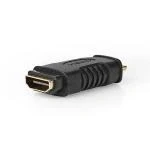 Billede af HDMI Adapter Mini stik Hun Guldplateret Lige ABS Sort 1 stk. Blister