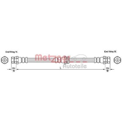 Billede af METZGER 4110248 Bremseslange 540 F10 x 1 VOLKSWAGEN: Passat B6 Variant, Sedan, AUDI: A3 Sportback, Hatchback
