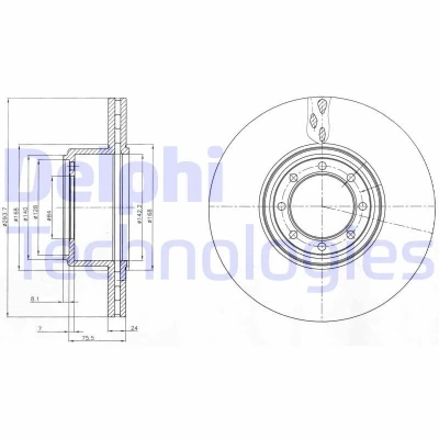 Billede af DELPHI BG4102 Bremseskiver 294 24 8 ventileret olieret ubehandlet uden hjullejer, med ABS sensorring IVECO: DAILY 4 Kasten/Kombi