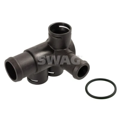 Billede af SWAG 30 12 0026 Kølemiddelflange plastik Cylinderhoved med pakning VOLKSWAGEN: GOLF 2, 1 Cabriolet, Transporter 4, AUDI: 80 B3