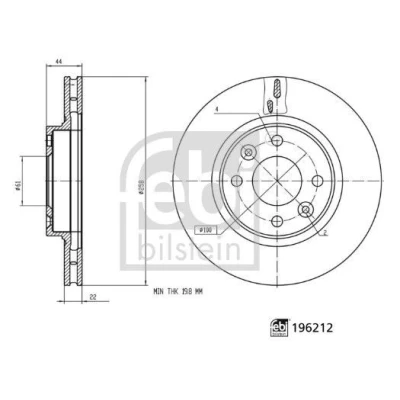 Billede af FEBI BILSTEIN Bremseskive RENAULT: Clio 4, Twingo 3, DACIA: Logan MCV 2, SANDERO I Sedan 196212 Bremseskiver, Skivebremser