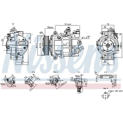Billede af NISSENS 890893 Kompressor PXC16 12 PAG 46 YF R 134a VOLKSWAGEN: Transporter 6