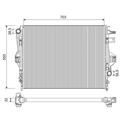 Billede af VALEO 701225 Radiator Aluminium 703 550 32 Loddet køleripper