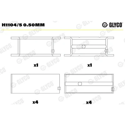 Billede af GLYCO H1104/5 0.50mm Krumtapakselleje