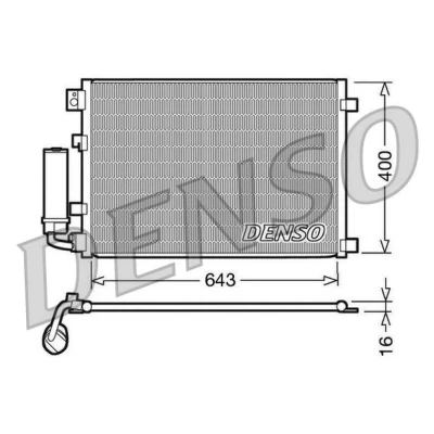 Billede af DENSO DCN46002 Kondensator med tørrer 643x400x16 R 134a 643 NISSAN: Qashqai / Qashqai+2 I