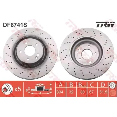 Billede af TRW DF6741S Bremseskiver 334 32 5 112 perforeret/indv. ventileret lakeret MERCEDES BENZ: SL Cabriolet
