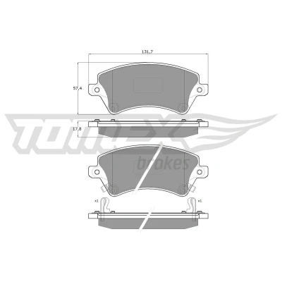 Billede af TOMEX brakes TX 13 74 Bremseklodser foraksel med akustisk advarsel for slid TOYOTA: Corolla IX Hatchback, Station Wagon, Sedan