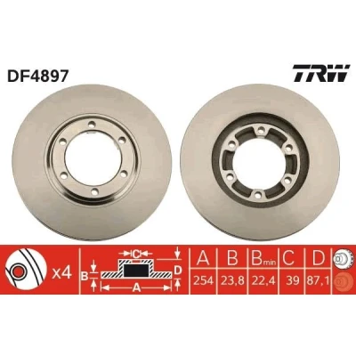 Billede af TRW DF4897 Bremseskiver 254 23,8 6 108 ventileret lakeret