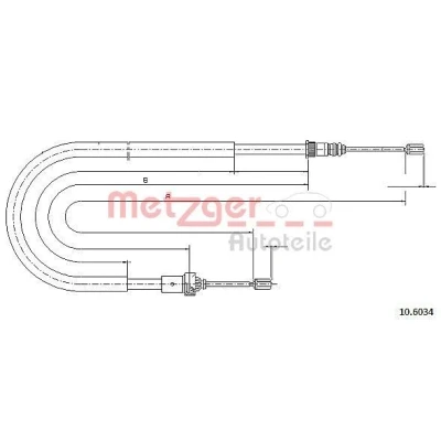Billede af METZGER 10.6034 Håndbremsekabel bagved til venstre, højre, venstre 1707/1425 Skivebremse COFLE PEUGEOT: 206 Hatchback, SW