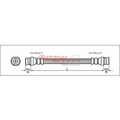 Billede af METZGER 4111168 Bremseslange 395 F10 x 1 RENAULT: ESPACE 4
