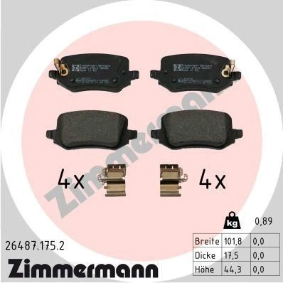 Billede af ZIMMERMANN 26487.175.2 Bremseklodser med bøjler glideplade, Billede svarer til leveringsomfang HYUNDAI: Tucson