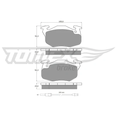 Billede af TOMEX brakes TX 10 342 Bremseklodser foraksel Inkl. slidadvarselskontakt med tilbehør RENAULT: TWINGO 1, Super 5 Hatchback