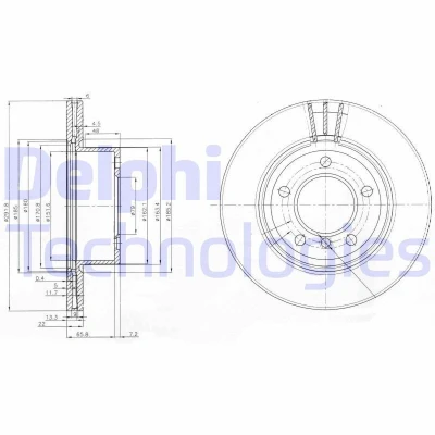 Billede af DELPHI BG3900C Bremseskiver 292 22 5 ventileret coatet ubehandlet uden hjullejer, ABS sensorring BMW: 1 Hatchback, 3 Sedan, Coupe