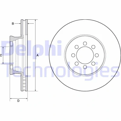 Billede af DELPHI BG4679C Bremseskiver 290 26 8 ventileret coatet højkarboniseret uden hjullejer, ABS sensorring