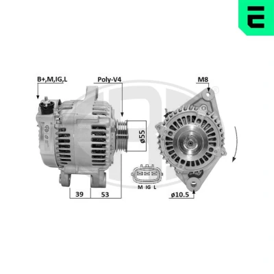 Billede af ERA 209673A Generator 14V 70A TOYOTA: Yaris I Hatchback