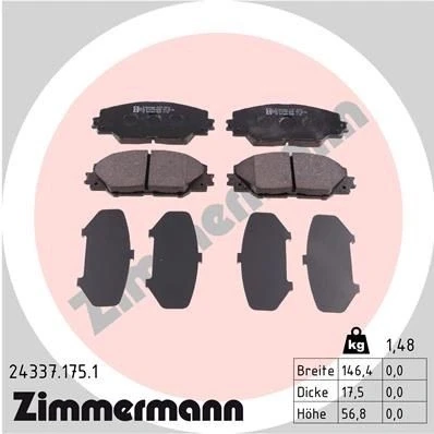 Billede af ZIMMERMANN 24337.175.1 Bremseklodser Billede svarer til leveringsomfang TOYOTA: RAV4 III SUV, Auris Stationcar, IV SUV