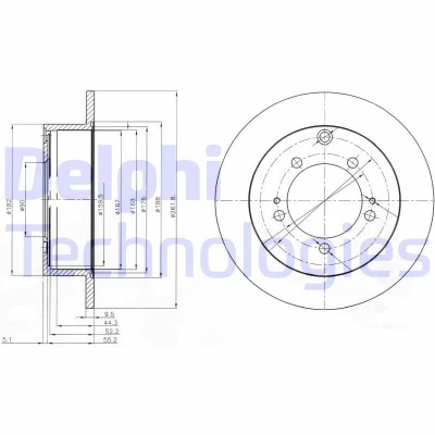 Billede af DELPHI BG3815 Bremseskiver 262 10 5 fuldstændigt olieret ubehandlet uden hjullejer, ABS sensorring MITSUBISHI: Pajero Pinin