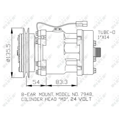 Billede af NRF 32074 Kompressor SD7H15 24 PAG 100 med kompressorolie