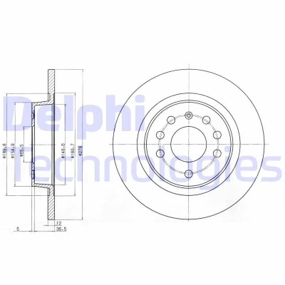Billede af DELPHI BG3731C Bremseskiver 278 12 5 fuldstændigt coatet ubehandlet uden hjullejer, ABS sensorring OPEL: Vectra C CC, Caravan