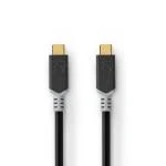Billede af USB kabel 3.2 Gen 2x2 Type C Han 20 Gbps 100 W Guldplateret 1.00 m Runde PVC Anthracite Window Box