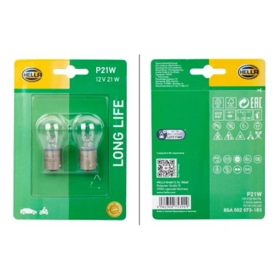 Billede af HELLA 8GA 002 073 183 Glødepære 12 21 P21W Halogen foran og bagved VOLKSWAGEN: Polo V Hatchback, IV Touran I, PEUGEOT: 107 Hatchback